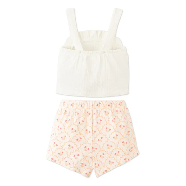 Ensemble Top et Short Volants Erica | Ecru