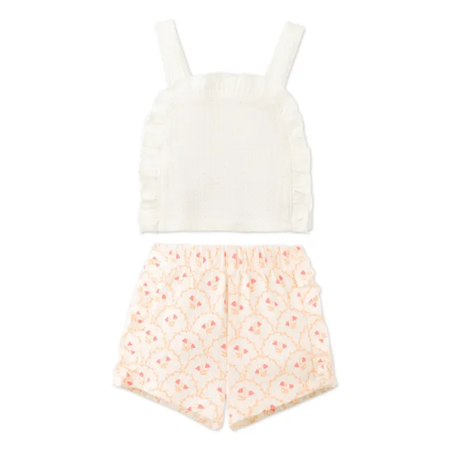 Ensemble Top et Short Volants Erica | Ecru