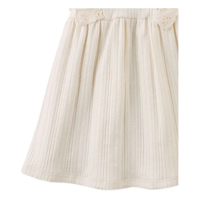 Robe Volants Elowyn Brodée | Ecru