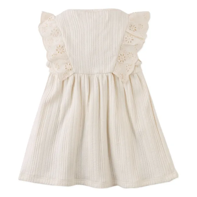 Robe Volants Elowyn Brodée | Ecru