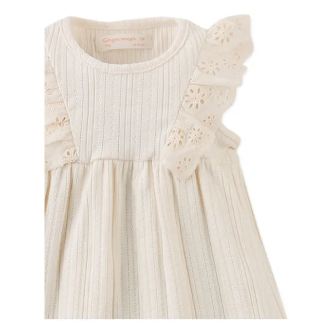 Robe Volants Elowyn Brodée | Ecru