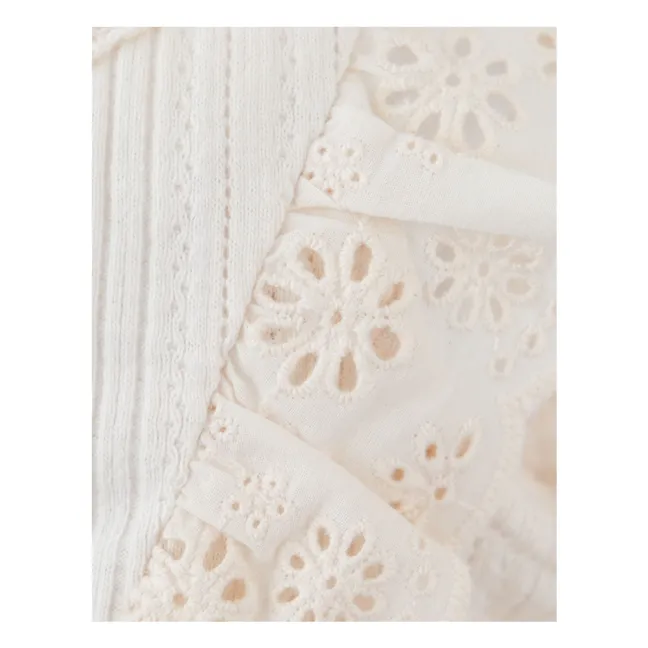 Robe Volants Elowyn Brodée | Ecru