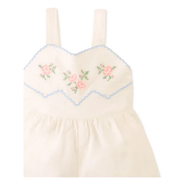 Combishort Genny Brodée Lin | Ecru