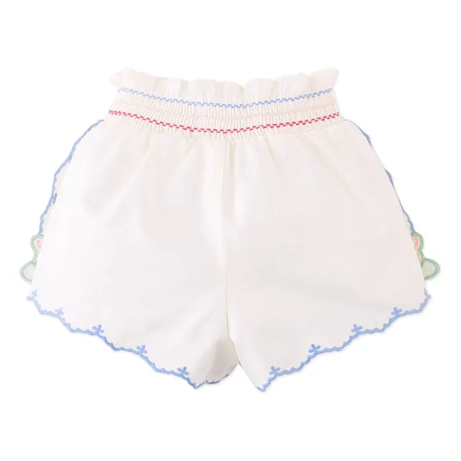 Pantalón corto para bebé bordado Jisoo | Blanco