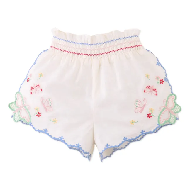 Pantalón corto para bebé bordado Jisoo | Blanco