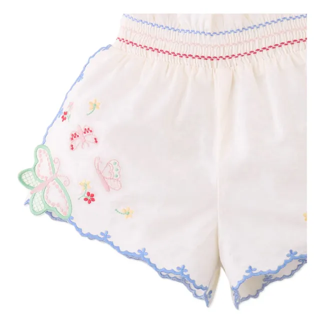 Pantalón corto para bebé bordado Jisoo | Blanco