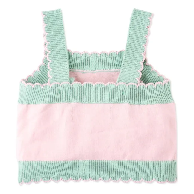 Crop Top Rosé Brodé Maille | Rose pâle