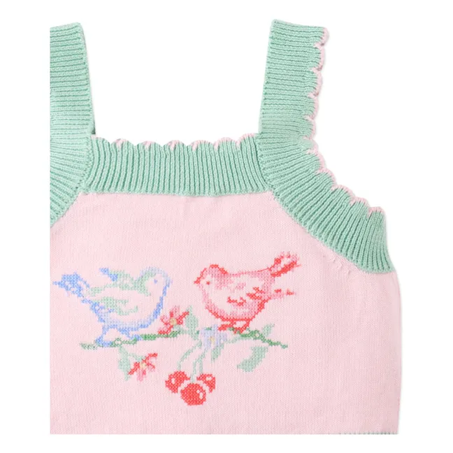 Crop Top Rosé Brodé Maille | Rose pâle