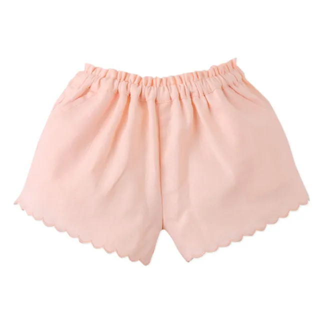 Conjunto de top y pantalón corto de lino Hinata | Rosa Melocotón