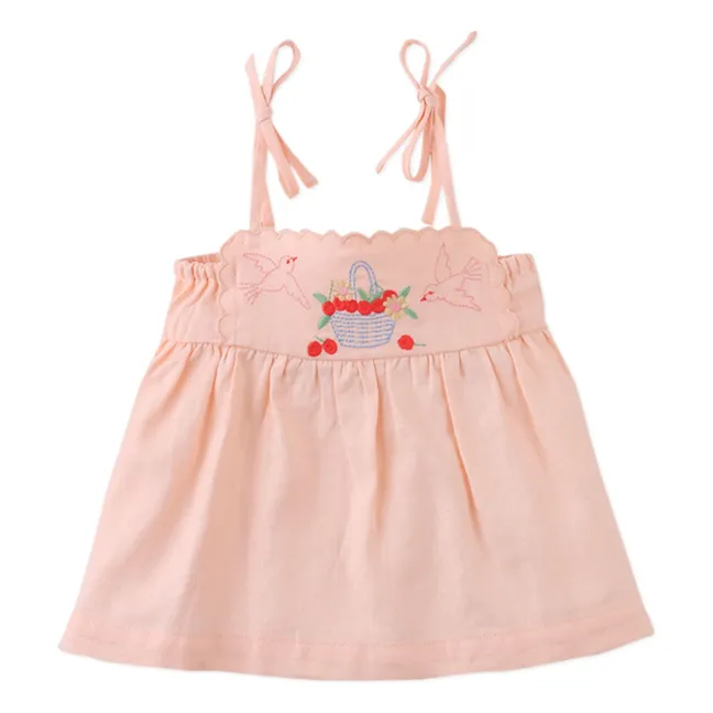 Conjunto de top y pantalón corto de lino Hinata | Rosa Melocotón