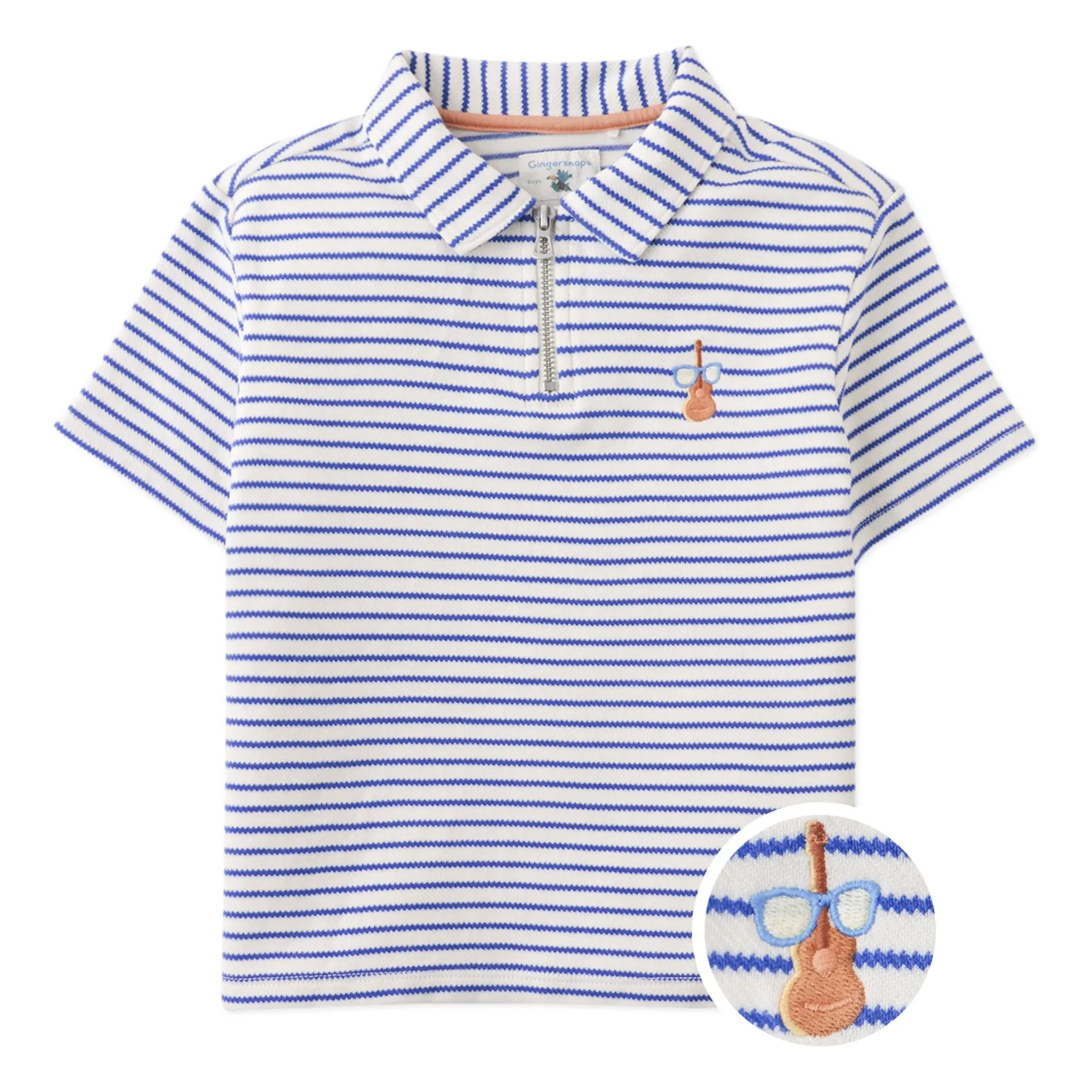 Polo Bruno Rayé Guitare Twill | Ecru- Image produit n°0