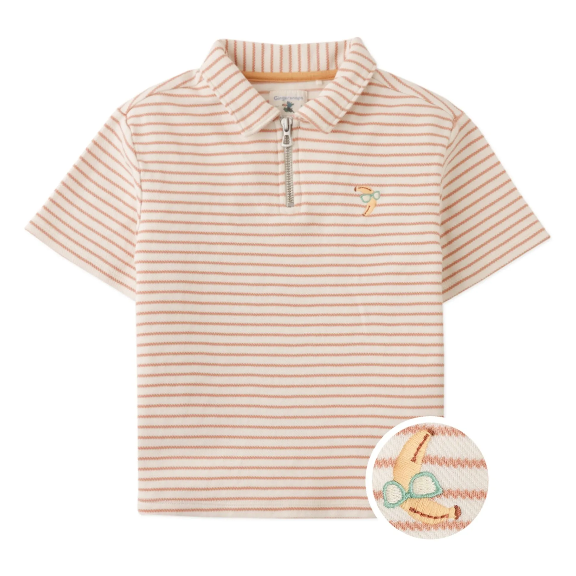 Polo Bruno Rayé Banane Twill | Ecru- Image produit n°0