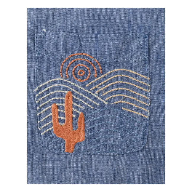 Camisa Lewis Chambray Bordada | Azul