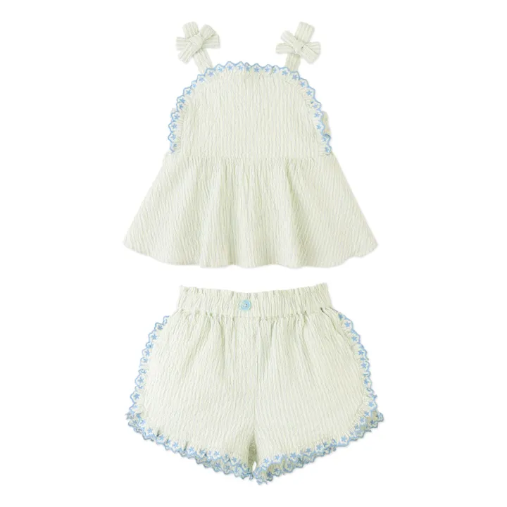 Conjunto de top y pantalón corto a rayas Isabel | Azul- Imagen del producto n°0