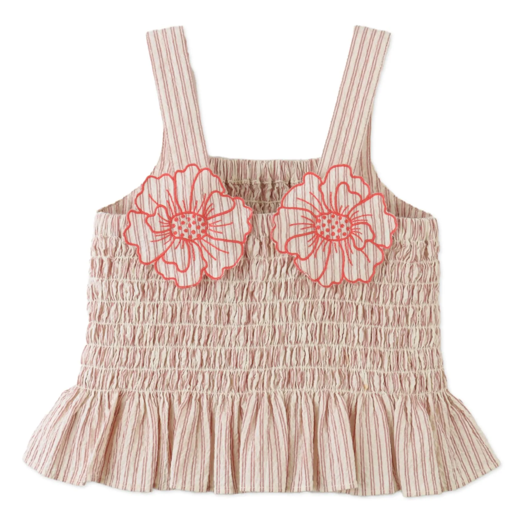 Top Froncé Josephine Fleurs | Rouge- Image produit n°2