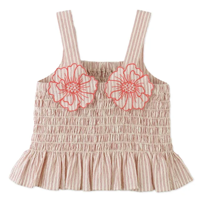 Top Froncé Josephine Fleurs | Rouge