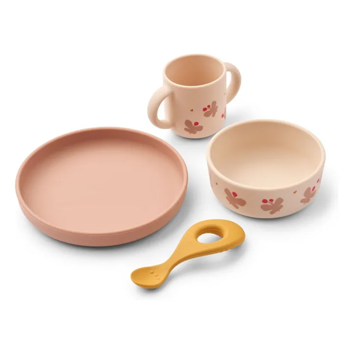 Set vaisselle Vivi en silicone - Set de 4 | Butterfly/Apple blossom- Image produit n°0