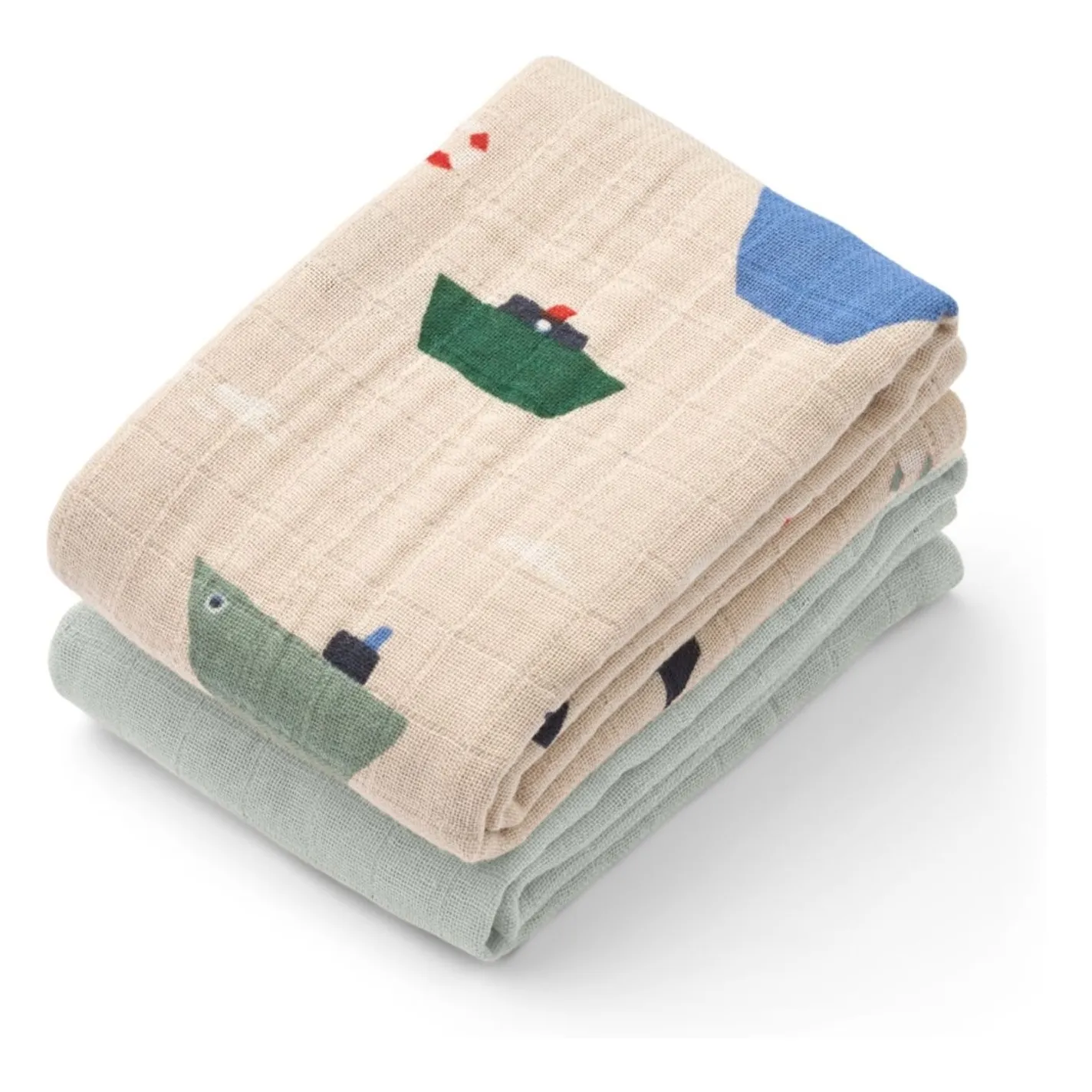 Langes Lewis en coton bio - Set de 2 | Sailing/Dove blue mix- Image produit n°0