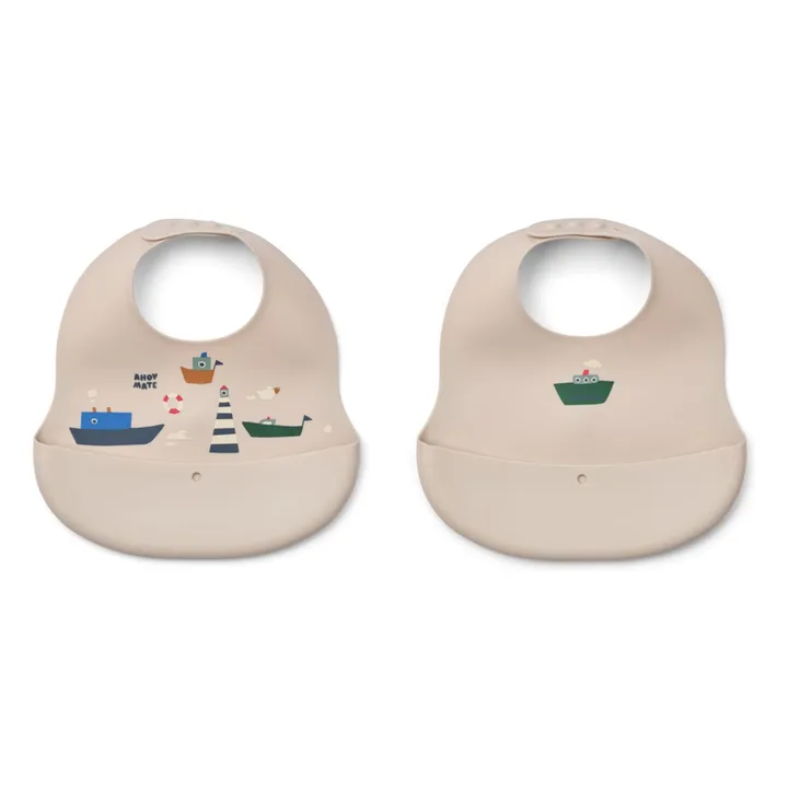 Bavoirs en silicone Ember - Set de 2 | Sailing/Sandy- Image produit n°0