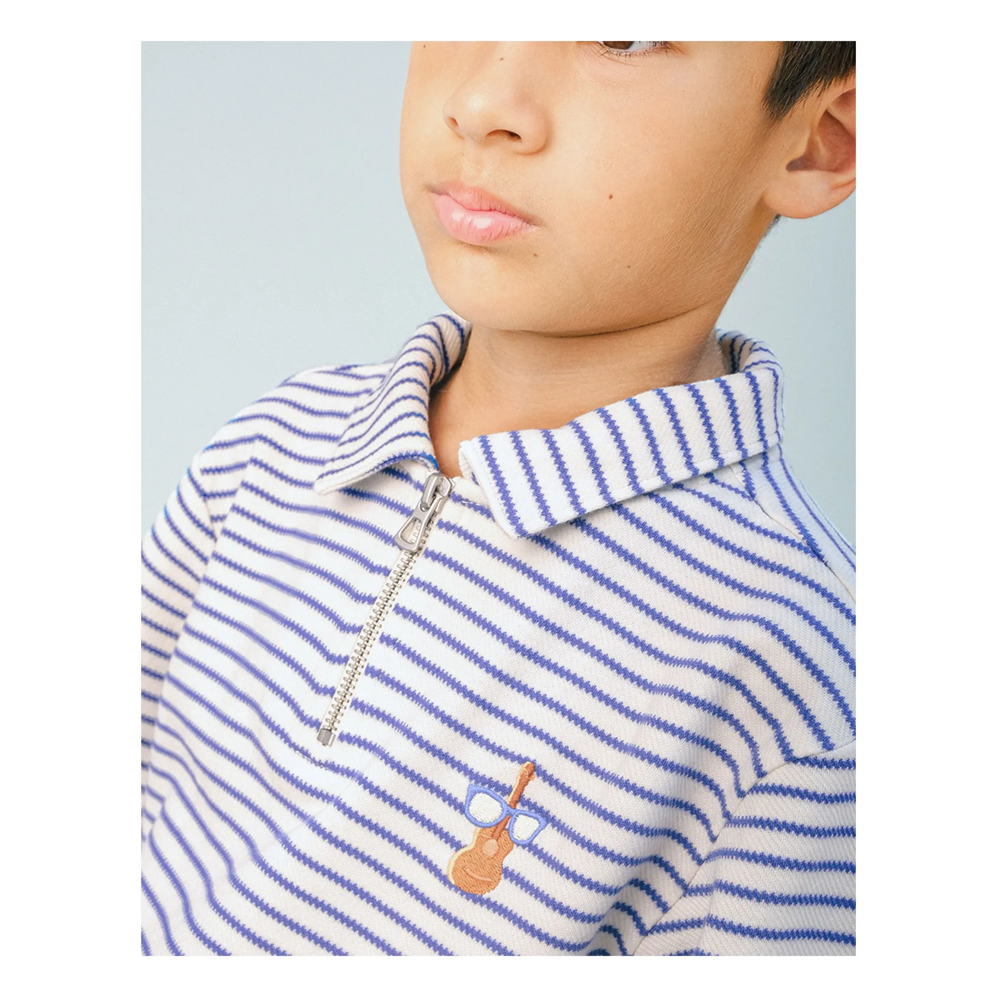 Polo Bruno Rayé Guitare Twill | Ecru- Image produit n°2