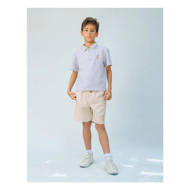 Polo Bruno Rayé Guitare Twill | Ecru