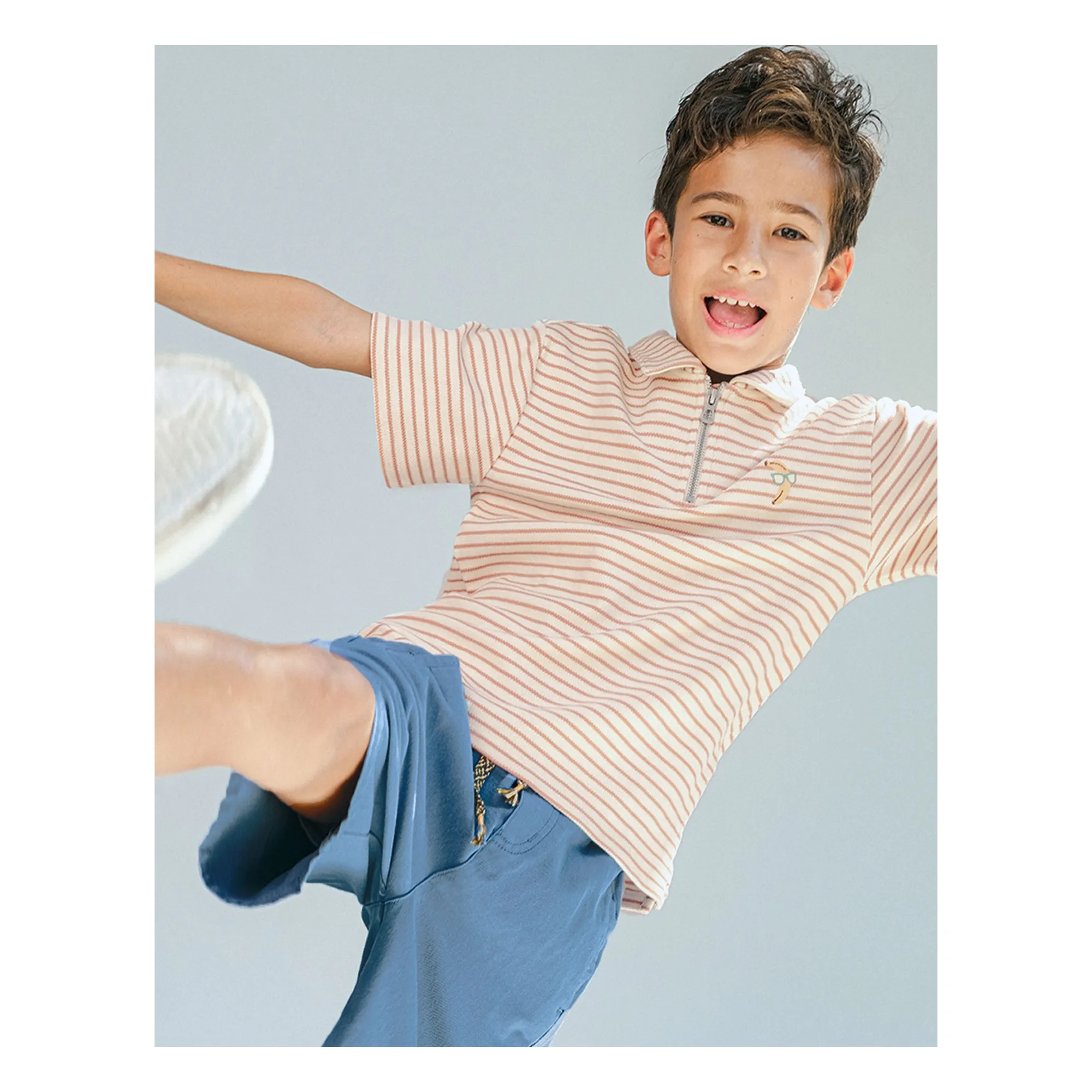 Polo Bruno Rayé Banane Twill | Ecru- Image produit n°1