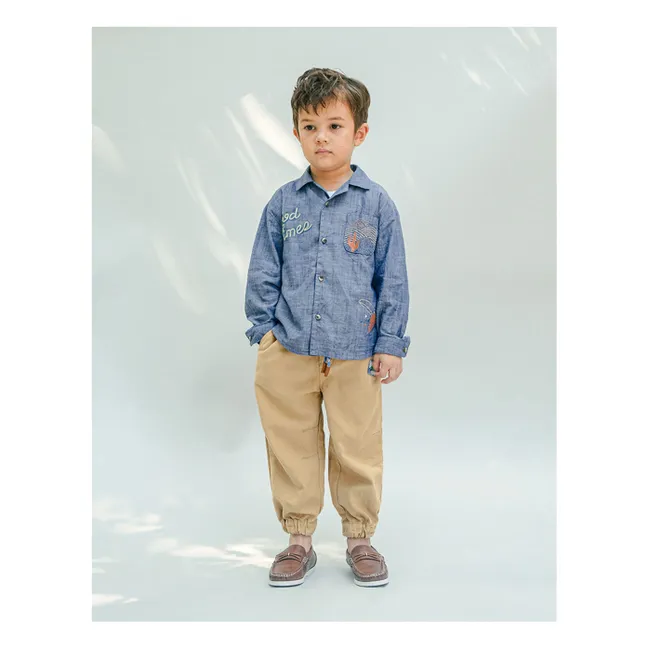 Camisa Lewis Chambray Bordada | Azul