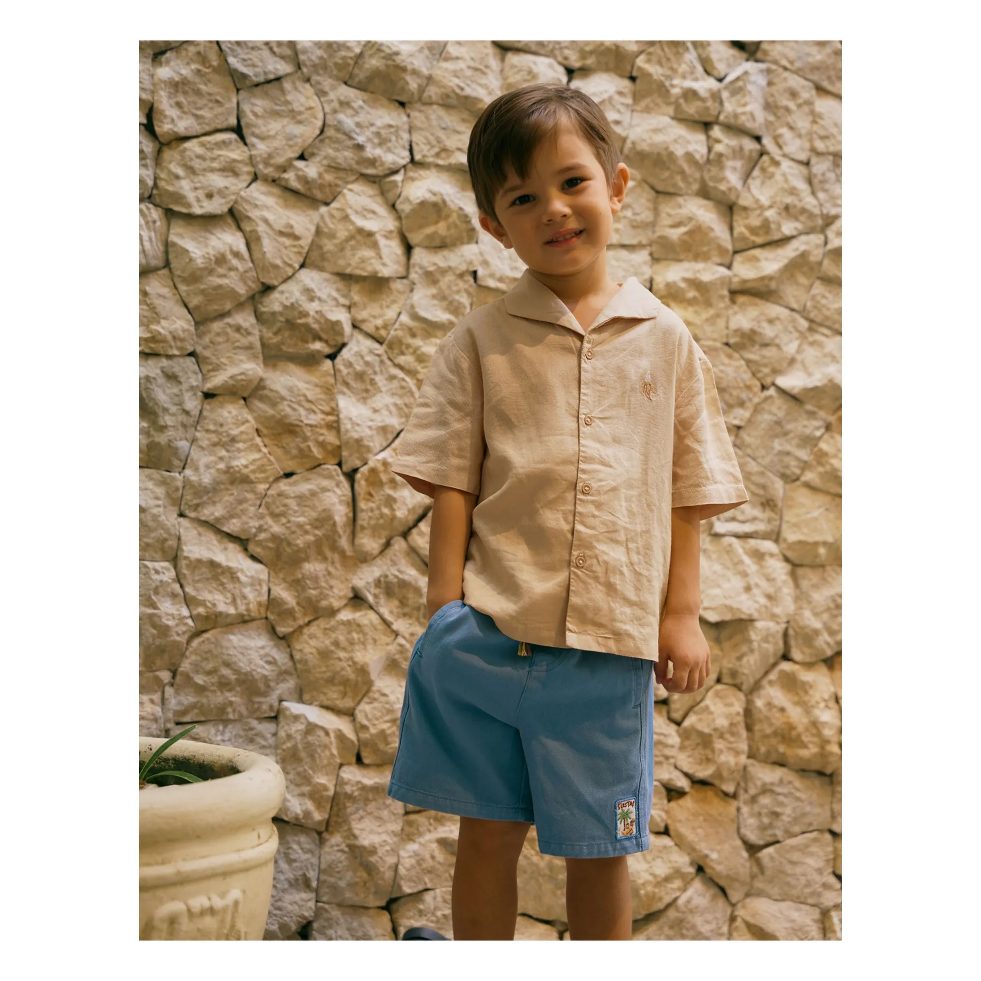 Bermuda Cosmo Banane Brodé | Bleu- Image produit n°3