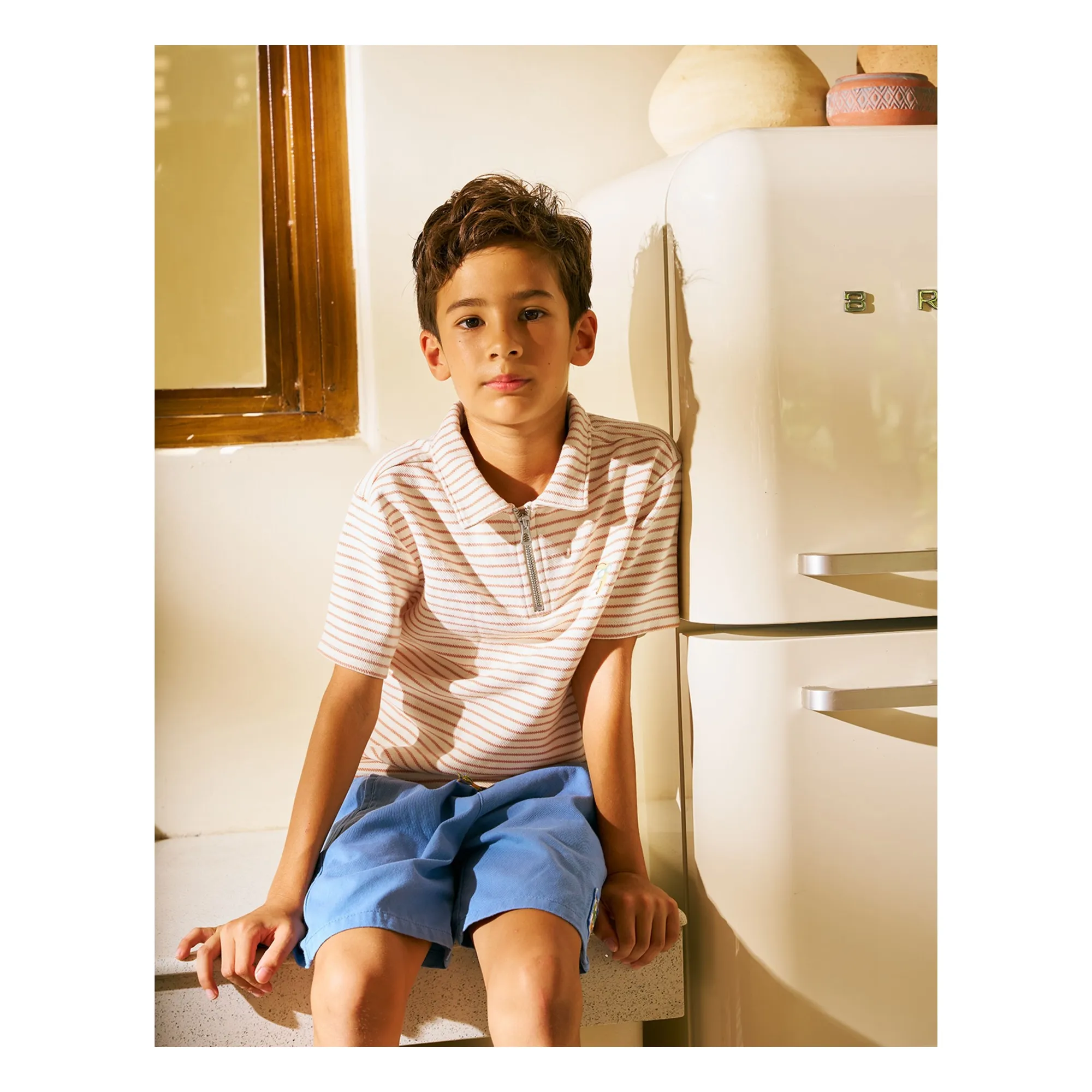 Polo Bruno Rayé Banane Twill | Ecru- Image produit n°3