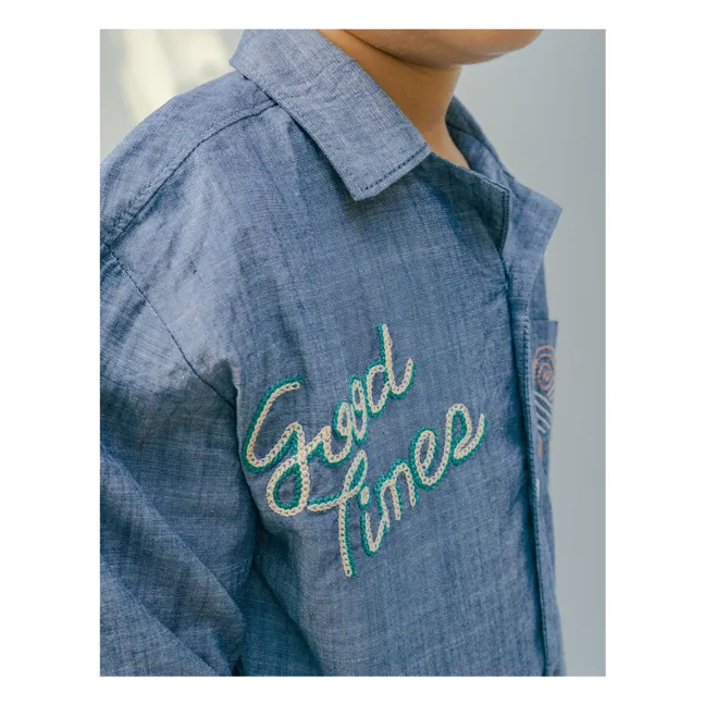 Chemise Lewis Brodée Chambray | Bleu