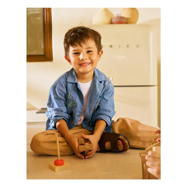 Camisa Lewis Chambray Bordada | Azul