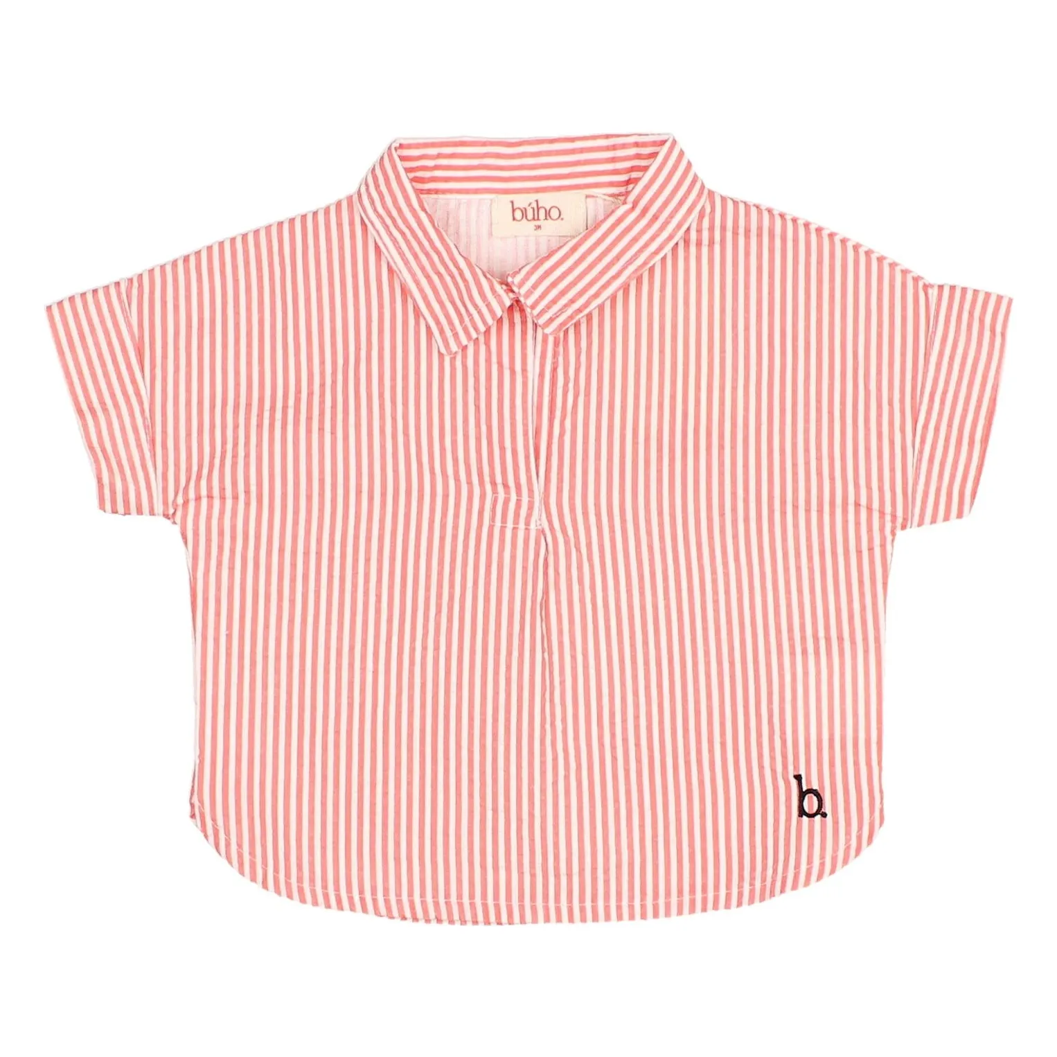 Búho - Chemise manches courtes en coton - Rouge - 6 mois