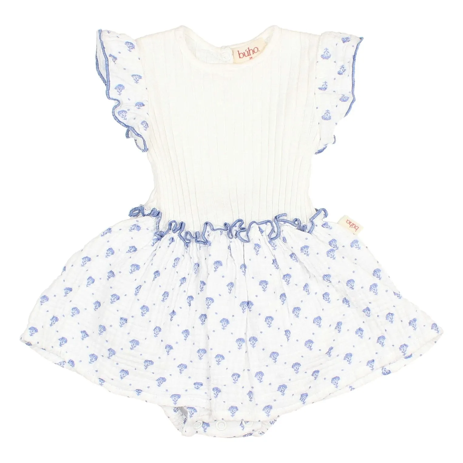 Búho - Robe Barboteuse Bébé Fille 6 mois Bleu Indigo Coton Biologique