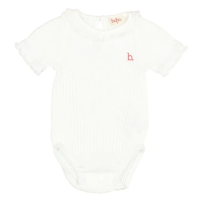 Body a coste con volant Cotone organico | Bianco