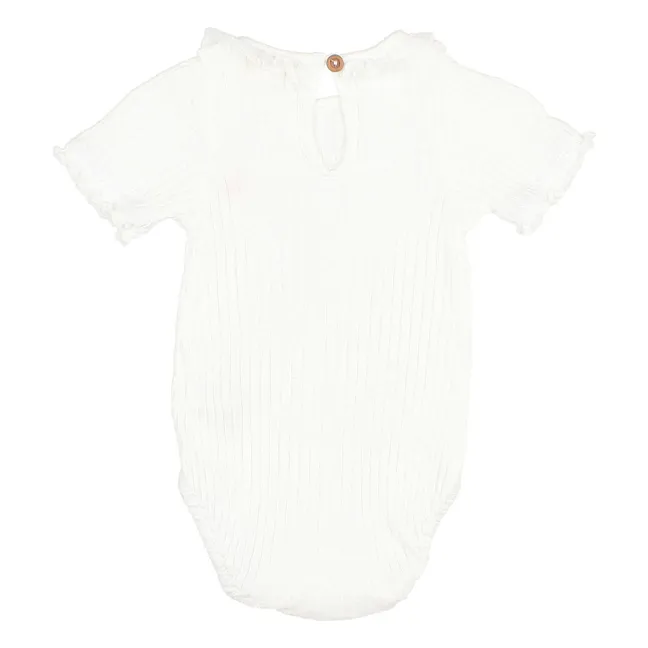 Body Côtelé Volants Coton Bio | Blanc