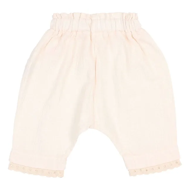 Pantalón de encaje de algodón ecológico para bebé | Rosa Pálido