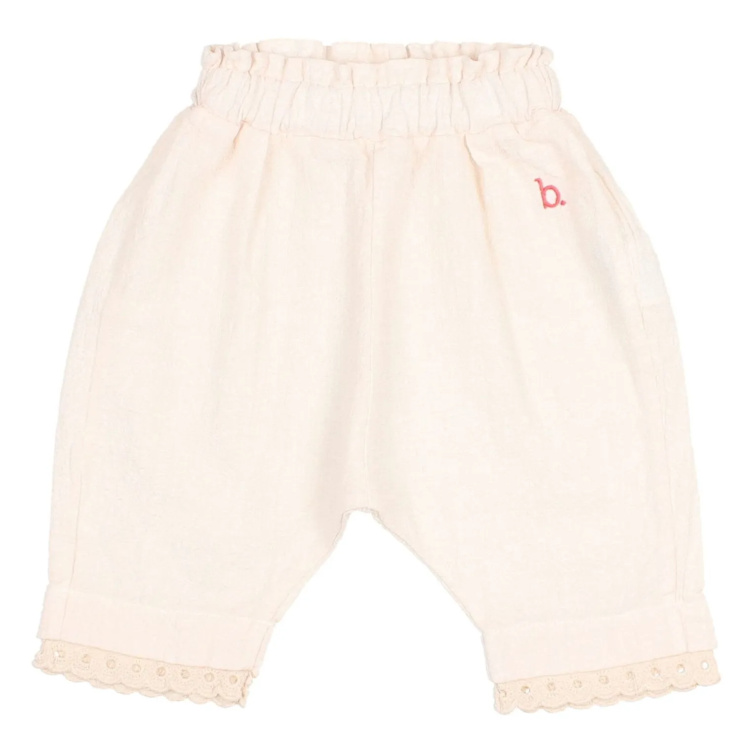 Búho Pale Pink Organic Cotton Lace Baby Pants