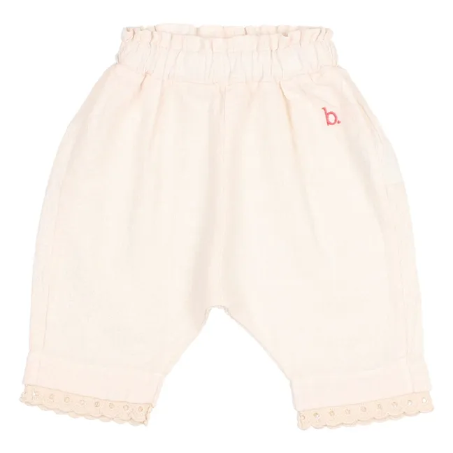 Pantalón de encaje de algodón ecológico para bebé | Rosa Pálido