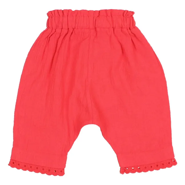 Pantalon Dentelle Coton Bio Bébé | Rouge