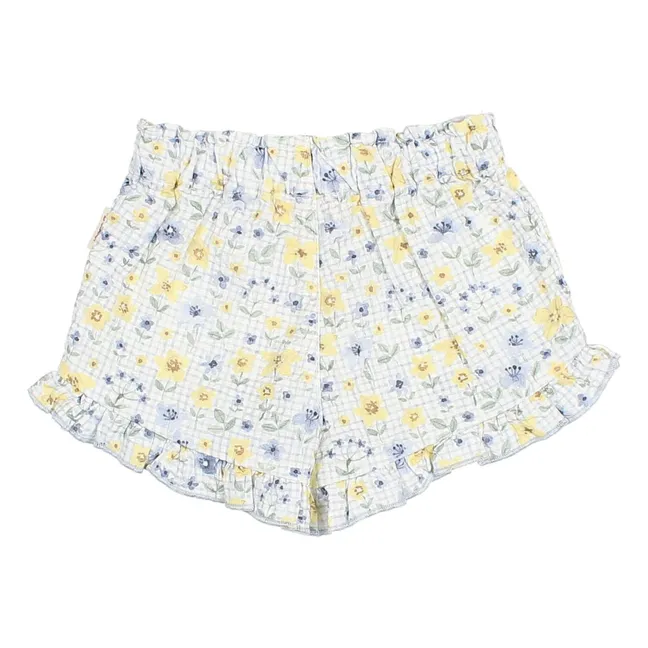 Short Fleuri Seersucker Bébé | Bleu pâle