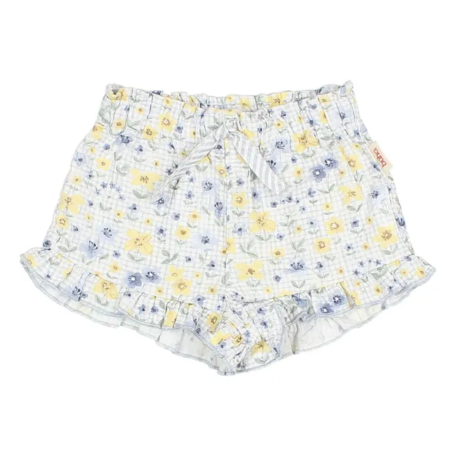 Short Fleuri Seersucker Bébé | Bleu pâle