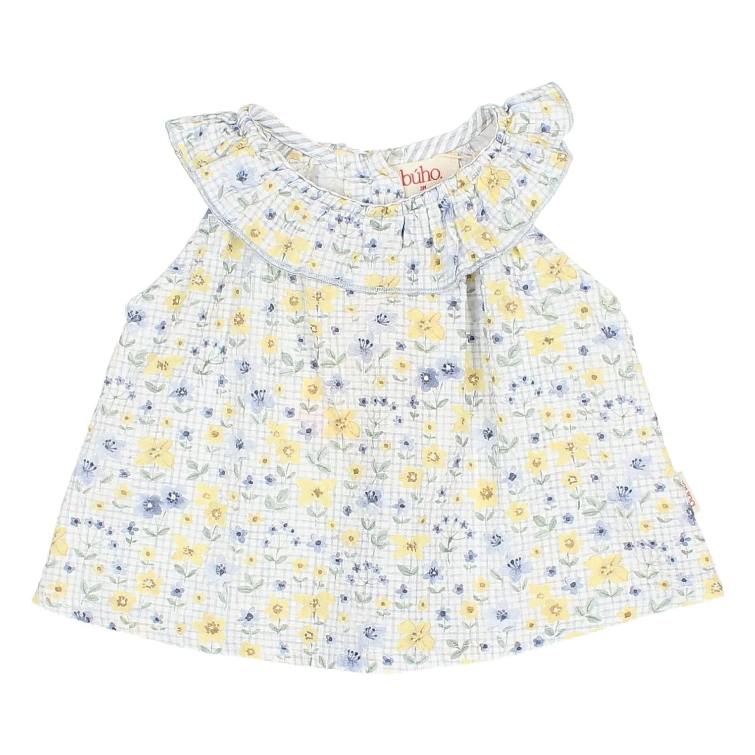 Búho - Chemisier Bébé Fille - Coton Seersucker - Bleu Pâle - 6 mois