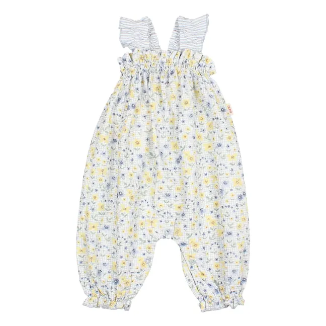 Tuta da bambino in seersucker floreale | Azzurro fiordaliso