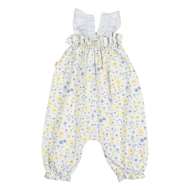 Combinaison Fleurie Seersucker Bébé | Bleu pâle
