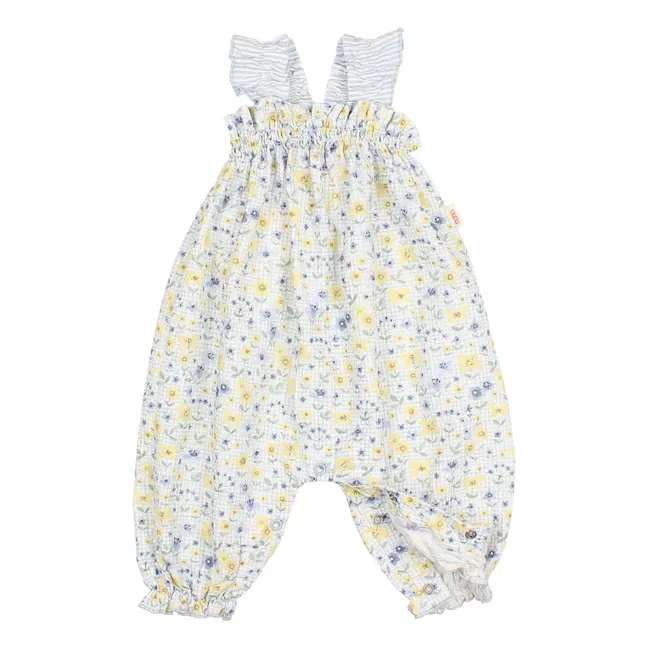 Tuta da bambino in seersucker floreale | Azzurro fiordaliso