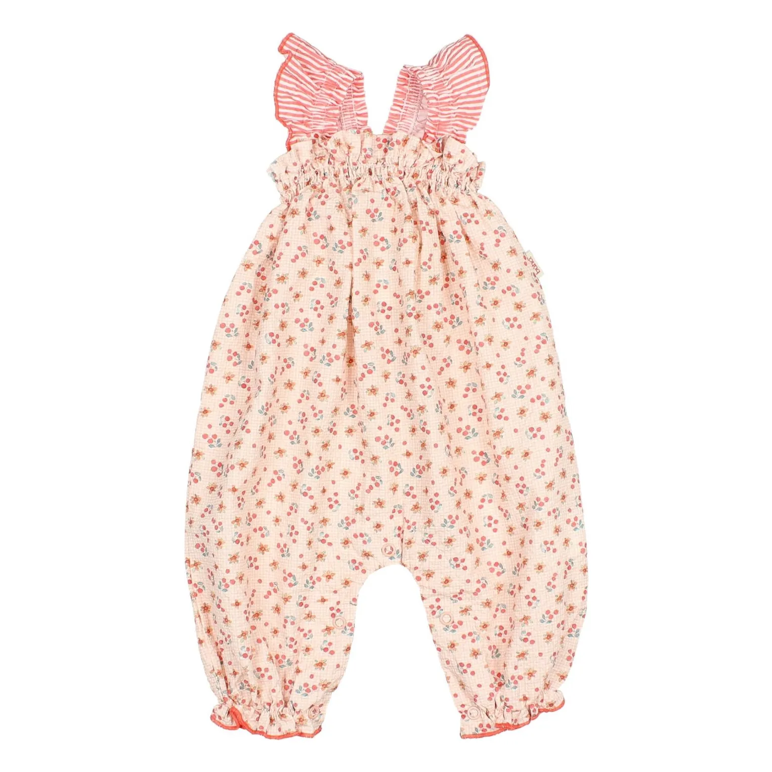 Búho - Combinaison Bébé Fille - Rose Pêche - Coton Seersucker - 6 Mois