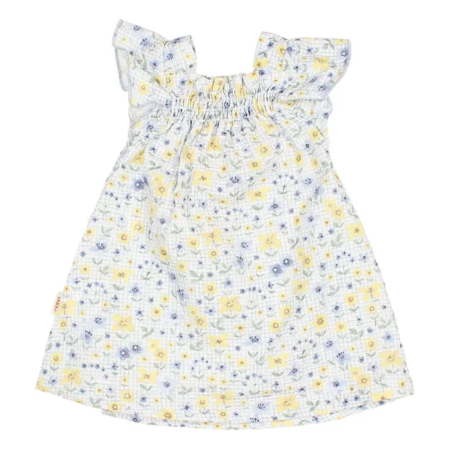 Robe Fleurie Seersucker | Bleu pâle