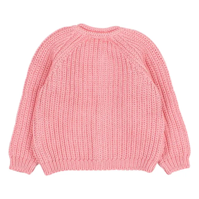 Chaqueta de punto de canalé de algodón orgánico | Rosa Bombón