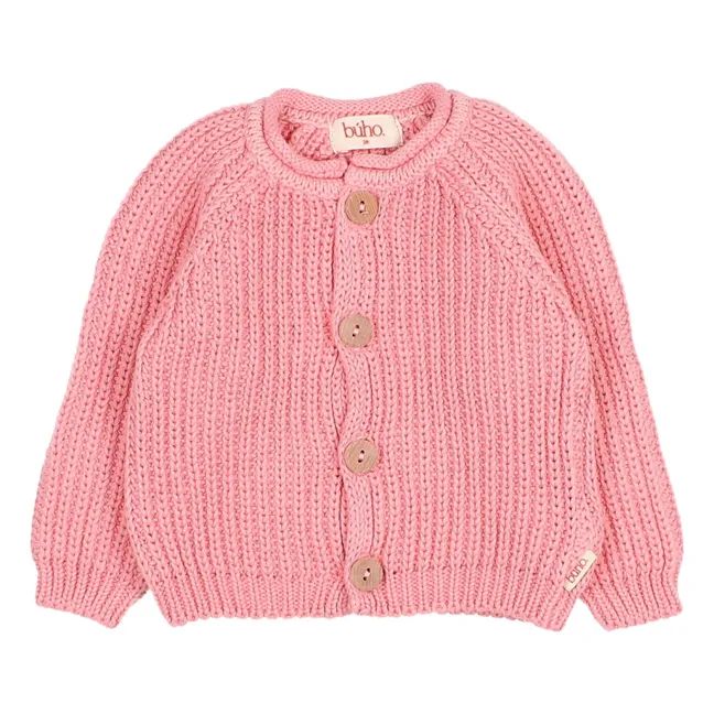 Cardigan Côtes Perlées Coton Bio | Rose bonbon