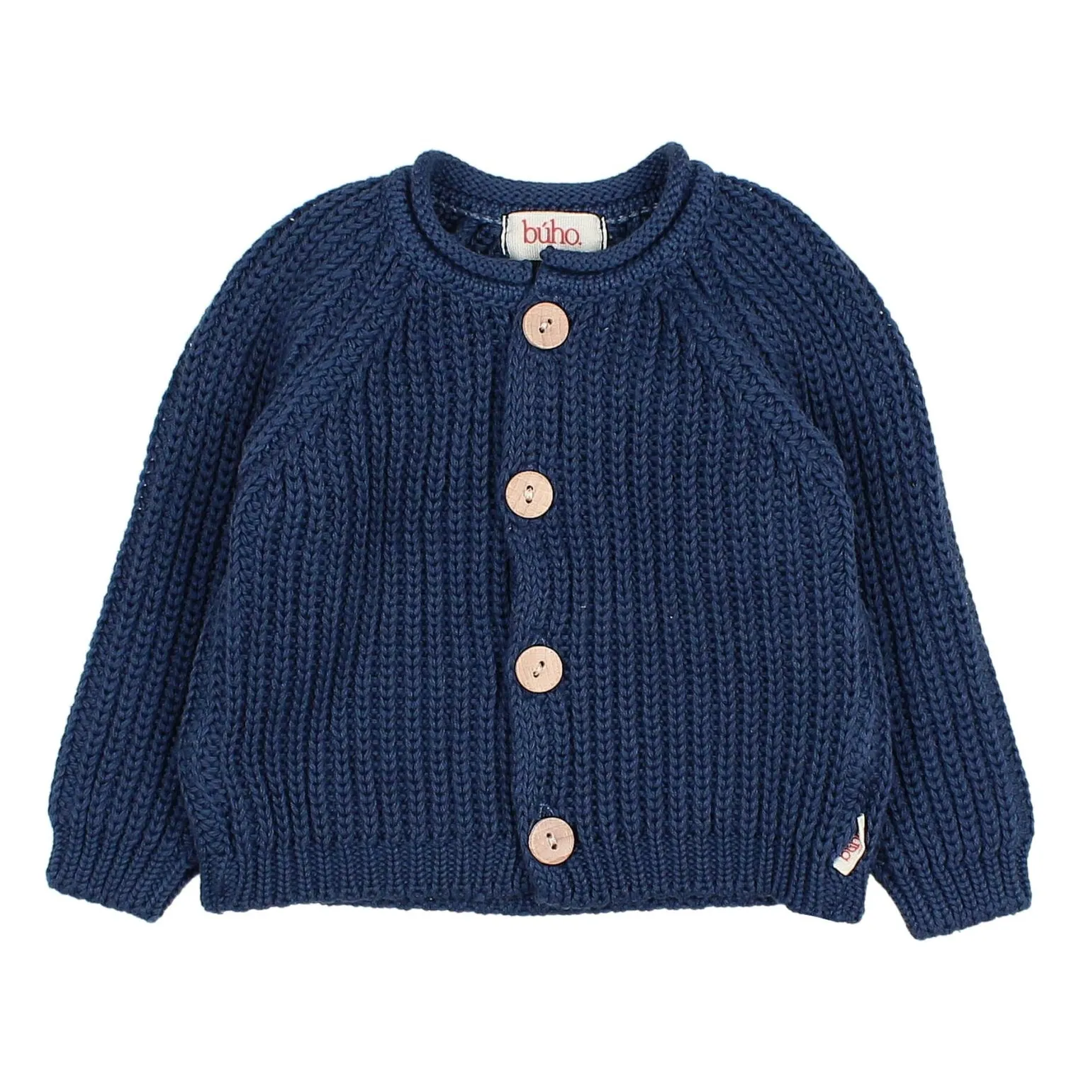 Búho Navy Blue Côtes Perlées Organic Cotton Cardigan